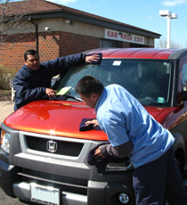 Washing a van